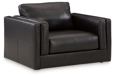 Oversized leather deals chair with ottoman