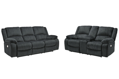 Draycoll power reclining loveseat best sale with console