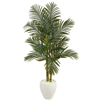 6’ Ficus Artificial Tree in White Tin Planter