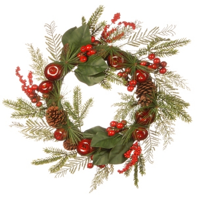 Ashley National Tree Company 60 Red Berry Garland, Frosted Green