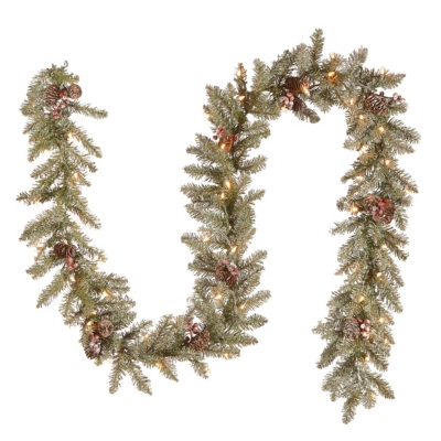 Ashley National Tree Company 60 Red Berry Garland, Frosted Green