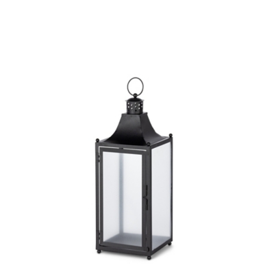 12.6-inch Tall Battery Operated Black Metal Wire Lanterns with LED Light  Bulb (Set of 2)
