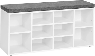 Entryway Shoe Bench 18-Cube Shoe Storage Organizer with Wall