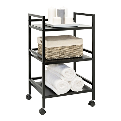 Honey Can Do Black Rolling Craft Cart with Wheels, Pegboard, Shelf, and Metal Basket