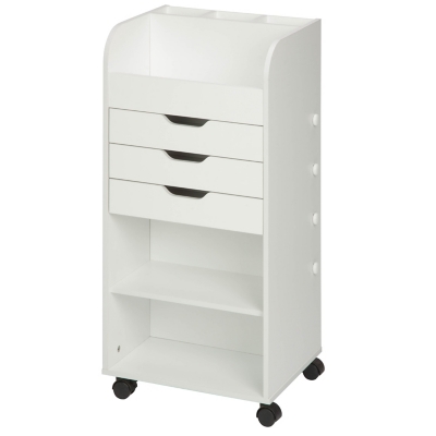 Honey-Can-Do Wood and Woven Fabric 3-Drawer Storage Cabinet, White