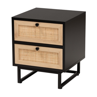 Baxton Studio Glover 2 Drawer Nightstand Ashley