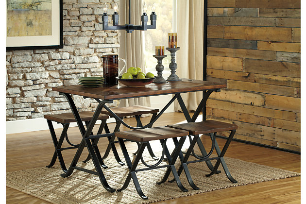Brown Freimore Dining Room Table and Stools (Set of 5) by Ashley HomeStore