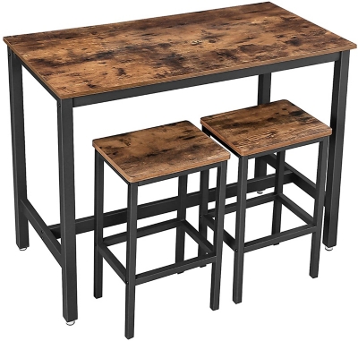 VASAGLE Square Bar Table with 2 Bar Stools