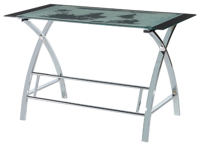 World Map 47 1/4 Wide Glass and Chrome Modern Computer Office Desk -  #4R012