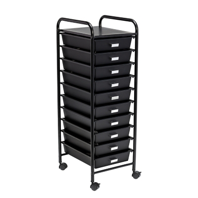 Linon Boyd Black 6-Drawer Wide Rolling Storage Cart