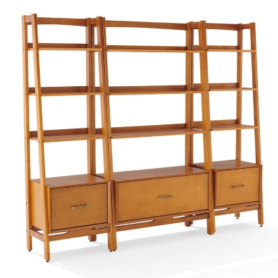 Romwest Euro Furniture Libreria grande con 4 ante e scala, W-200