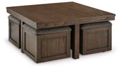 Boardernest Coffee Table with 4 Stools Ashley