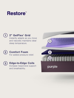 Purple® Restore Soft King Mattress, Purple, large