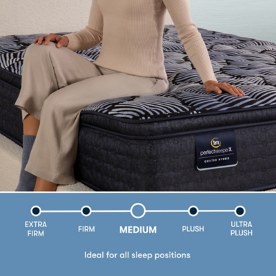 Perfect Sleeper X Lexton Medium Pillow Top 14.25 in. California King Hybrid Mattress, White, grid