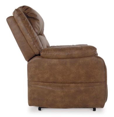 Double your pleasure and your sense of style with the Yandel power lift recliner. Dual motor capability gives you the freedom to recline back and elevate your legs independently for more custom comfort positioning. And with the touch of a button, power lift feature gently eases you from the ultimate slumber into a lift-and-tilt position to get you back on your feet, effortlessly.  Designer upholstery may look like gently battered leather, but it’s actually a feel-good fabric with warm, cozy appeal.One-touch (hand control) power button with adjustable positions | Corner-blocked frame with metal reinforced seat | Attached cushions | High-resiliency foam cushions wrapped in thick poly fiber | Side pocket storage | Dual motors control the footrest and back independently for custom comfort positioning | Emergency battery backup runs on two 9-volt batteries (not included), in case of power outage | Power cord included; UL Listed | Polyester upholstery | Excluded from promotional discounts and coupons | Estimated Assembly Time: 15 Minutes