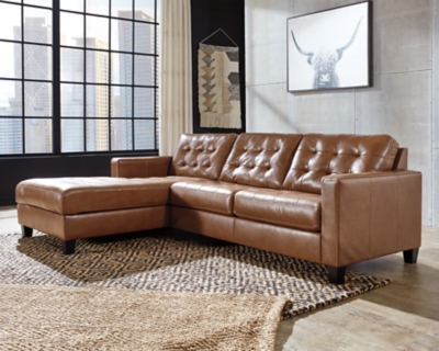 Baskove 2-Piece Leather Sectional with Chaise Leather, Auburn