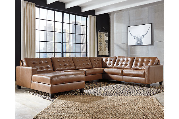 Baskove 4 Piece Sectional With Chaise, Large Leather Sectional Sofa
