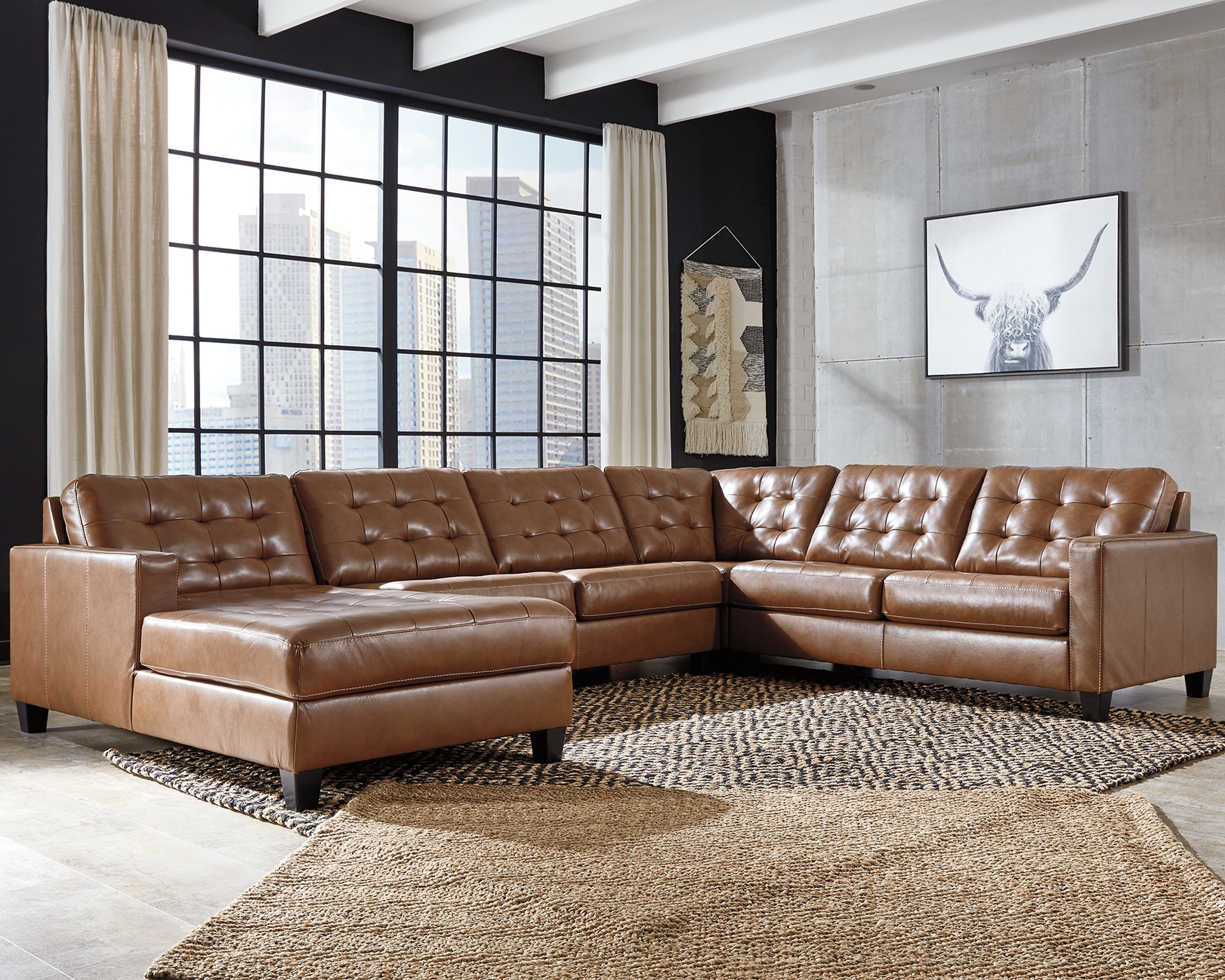 Baskove 4Piece Sectional with Chaise Furniture Galaxy