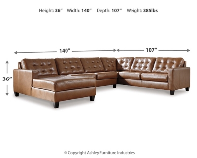 Baskove Auburn Leather Large LAF Sectional Luna Furniture
