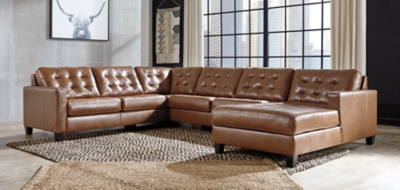 Baskove 4-Piece Sectional with Chaise, Auburn, rollover