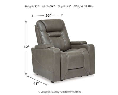 Crenshaw Power Recliner, Smoke, large