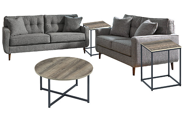 Zardoni Sofa And Loveseat With Coffee, Using 2 Side Tables As Coffee Table