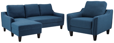 Jarreau Sofa Chaise and Chair, Blue, large