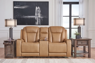 Card Player Power Reclining Loveseat, Cappuccino