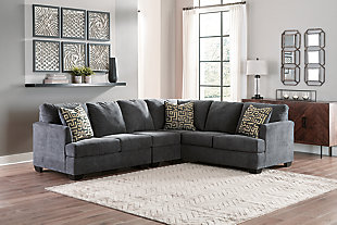 Ambrielle 3-Piece Sectional, Gunmetal, rollover