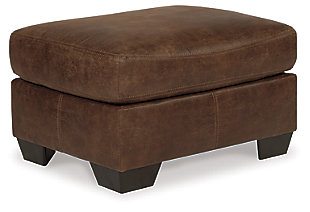 If you love the cool look of leather but long for warm feel of fabric, you'll find the Bladen ottoman fits the bill beautifully. Enhancing its handsome profile: a textural, multi-tonal upholstery that’s loaded with character and interest. What a rich addition to your space, at such a comfortable price.Corner-blocked frame | Firmly cushioned | High-resiliency foam cushion wrapped in thick poly fiber | Faux leather upholstery | Exposed tapered feet