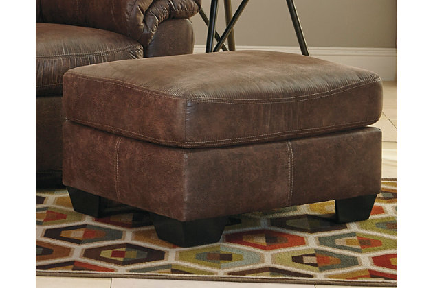 If you love the cool look of leather but long for warm feel of fabric, you'll find the Bladen ottoman fits the bill beautifully. Enhancing its handsome profile: a textural, multi-tonal upholstery that’s loaded with character and interest. What a rich addition to your space, at such a comfortable price.Corner-blocked frame | Firmly cushioned | High-resiliency foam cushion wrapped in thick poly fiber | Faux leather upholstery | Exposed tapered feet