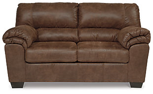 If you love the cool look of leather but long for the warm feel of fabric, you’ll find the Bladen loveseat fits the bill beautifully. Rest assured, the textural, multi-tonal upholstery is rich with character and interest—while plush, pillowy cushions merge comfort and support with a high-style design.Corner-blocked frame | Attached back and loose seat cushions | High-resiliency foam cushions wrapped in thick poly fiber | Polyester/polyurethane upholstery | Exposed tapered feet