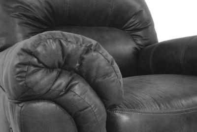 If you love the cool look of leather but long for the warm feel of fabric, you’ll find the Bladen rocker recliner fits the bill beautifully. Rest assured, the textural, multi-tonal upholstery is rich with character and interest—while plush, pillowy cushions merge comfort and support with a high-style design.Gentle rocking motion | Tab pull reclining motion | Corner-blocked frame with metal reinforced seat | Attached back and seat cushions | High-resiliency foam cushions wrapped in thick poly fiber | Polyester/polyurethane upholstery