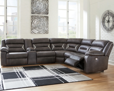 Power reclining sectional with cup online holders