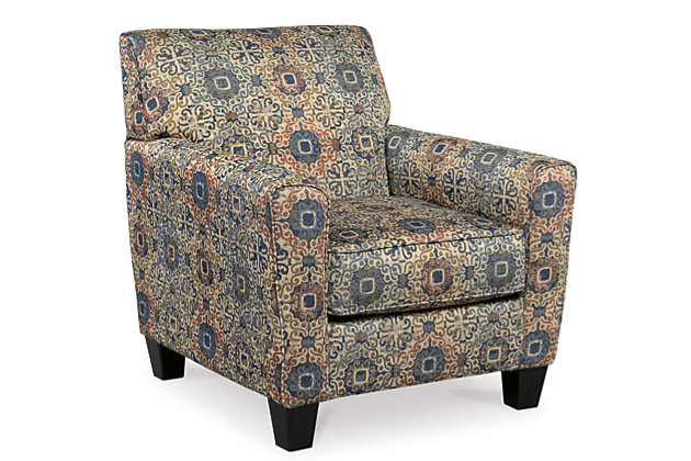 Designed with colors so warm it feels like a hug every time you take a seat. The club chair's rug-motif pattern adds just the right amount of zip to liven up any room.Corner-blocked frame | Attached back cushion and loose seat cushion | High-resiliency foam cushions wrapped in thick poly fiber | Polyester upholstery | Excluded from promotional discounts and coupons