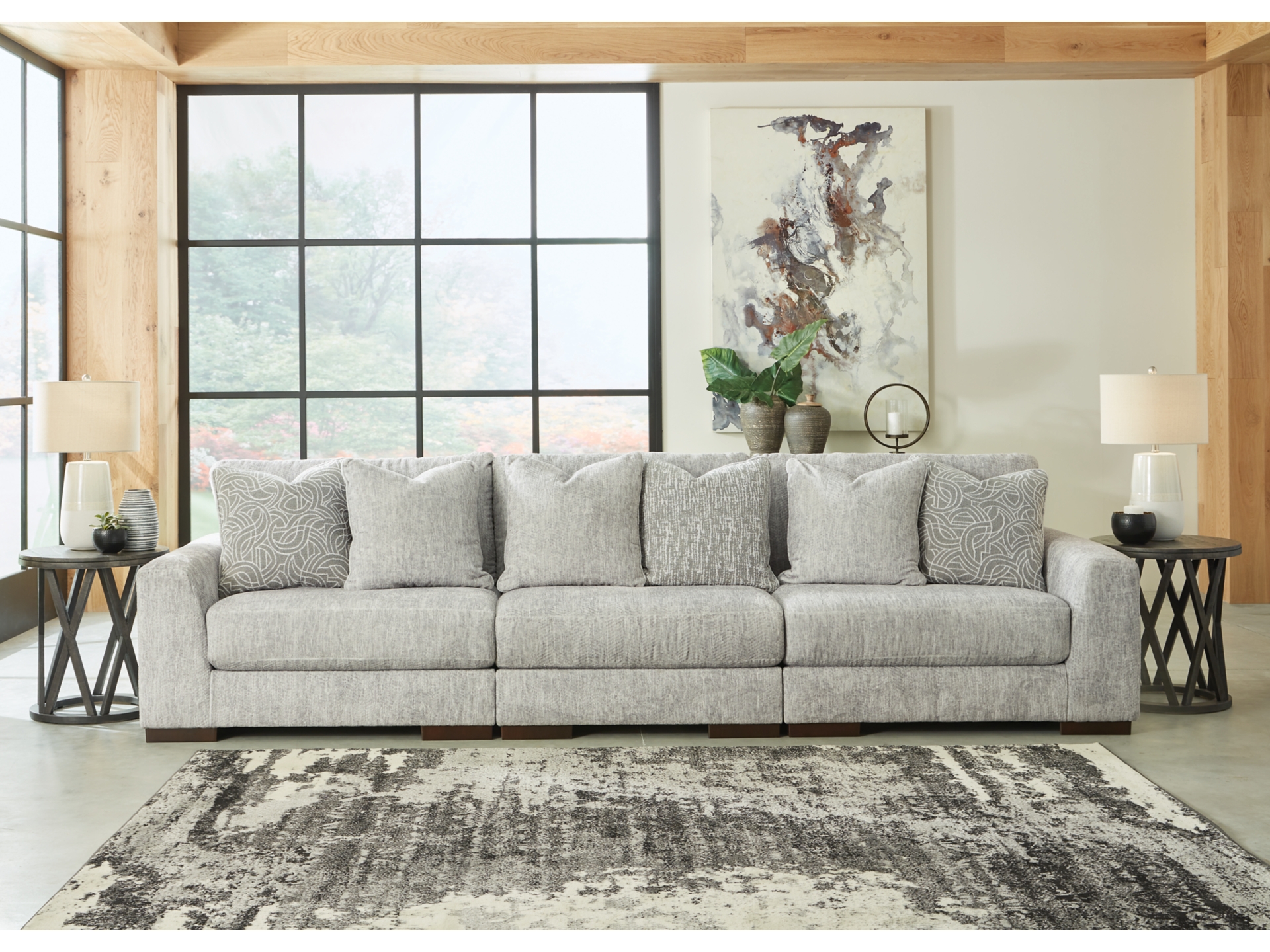 Regent Park 3-Piece Modular Sofa and loveseat Pewter 