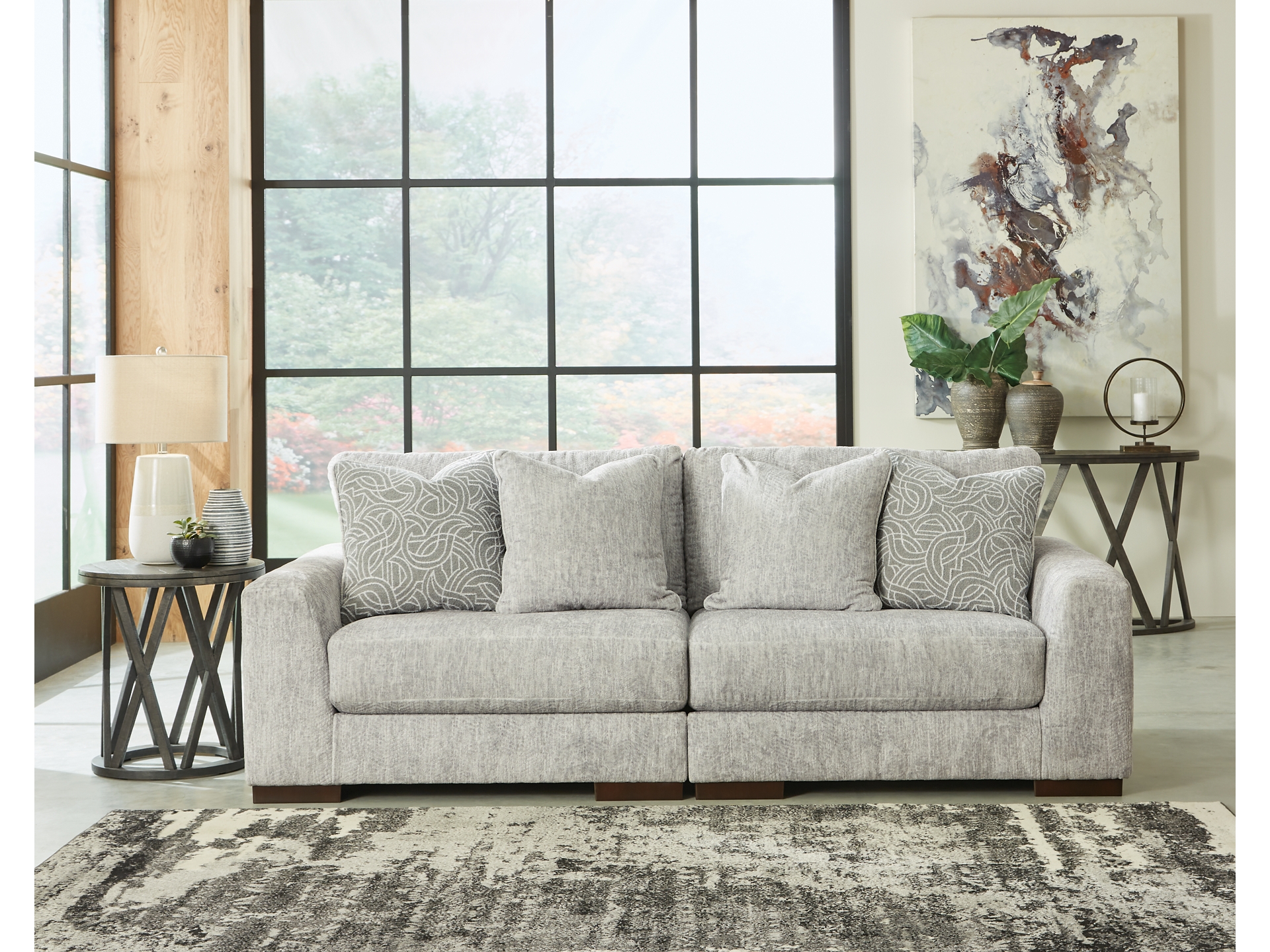 Image 1 of Regent Park 3-Piece Modular Sofa and loveseat Pewter 