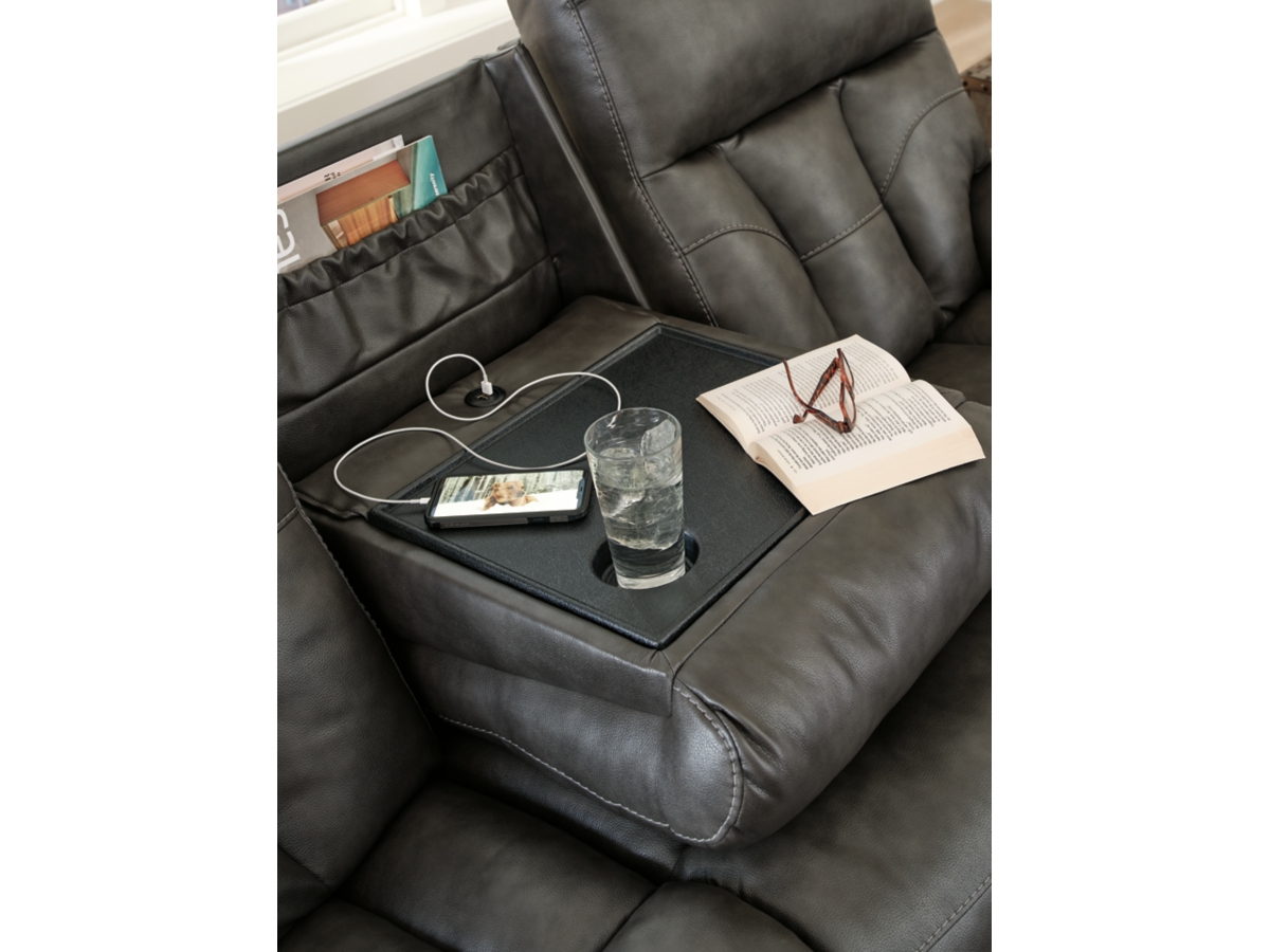 Willamen Manual Reclining Sofa with Drop Down Table | Ashley