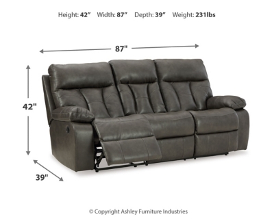Willamen Reclining Sofa with Drop Down Table, , large