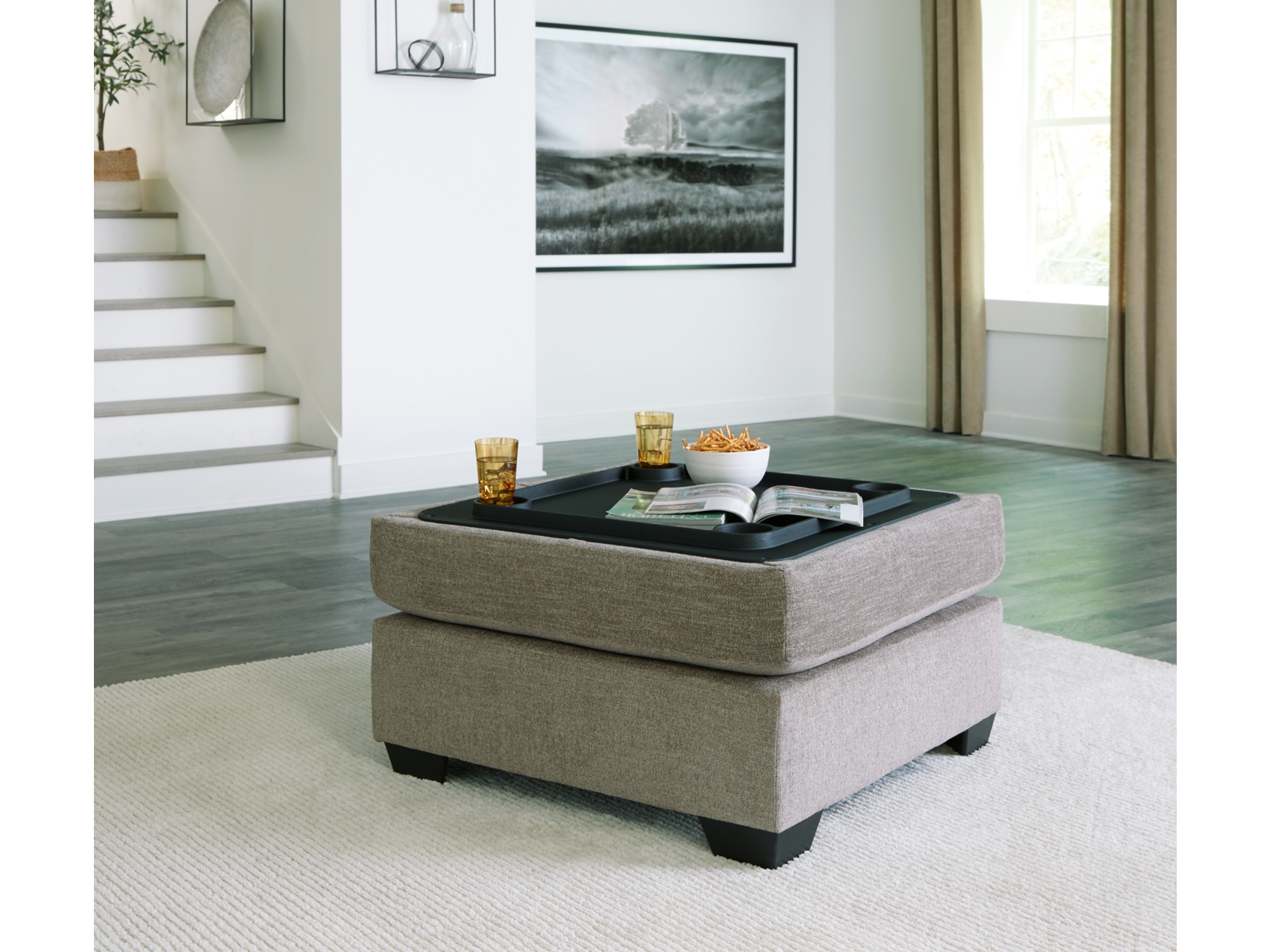 Image 5 of Creswell 2-Piece Sectional with Chaise-Oversized Swivel Accent Chair Stone 