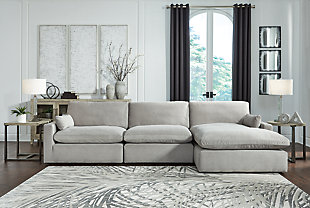 Sophie 3-Piece Sectional with Chaise, Gray, rollover