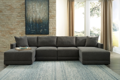 Evey 4-Piece Modular Sectional with Chaise, Granite