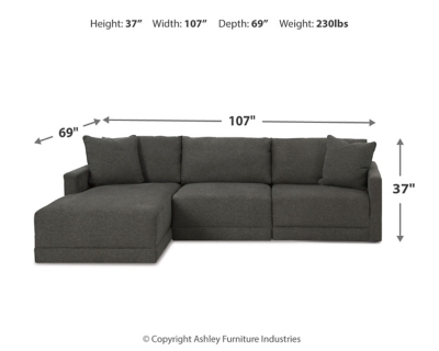 Evey 3-Piece Sectional with Chaise, Granite, large