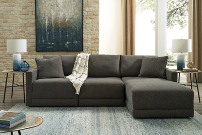 Evey 3-Piece Sectional with Chaise, Granite, rollover