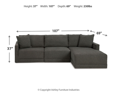 Evey 3-Piece Sectional with Chaise, Granite, large