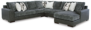Larkstone 4-Piece Sectional with Chaise, Pewter, large