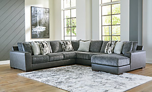 Larkstone 4-Piece Sectional with Chaise, Pewter, rollover