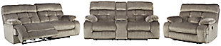 Brassville Sofa, Loveseat and Recliner, Graystone, large
