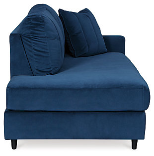 A brilliant take on urban chic styling, the Enderlin corner chaise in vibrant blue makes high design highly affordable. Distinctive elements include quilted channel stitching for clean-lined allure and a velvety soft fabric you'll love living with. Sculptural track arms up the wow factor.Corner-blocked frame | Loose seat cushion | High-resiliency foam cushions wrapped in thick poly fiber | Quilted details | Toss pillow included | Pillow with soft polyfill | Velvet polyester upholstery and pillow | Exposed feet with faux wood finish | Platform foundation system resists sagging 3x better than spring system after 20,000 testing cycles by providing more even support | Smooth platform foundation maintains tight, wrinkle-free look without dips or sags that can occur over time with sinuous spring foundations