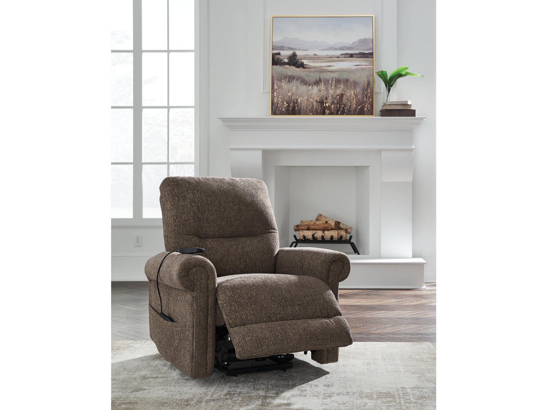 Image 3 of Aureta Next-Gen Nuvella™ Performance Fabric Power Lift Recliner Earth 